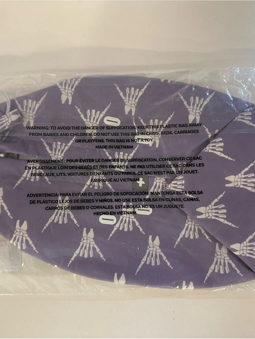Figs Lavender Scrub Cap with White Skeletal Hand Pattern